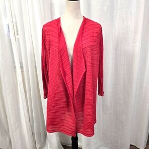 2/$30 Chicos Travelers Red Open Cardigan US Size M Chicos 1 Travel Resort Career